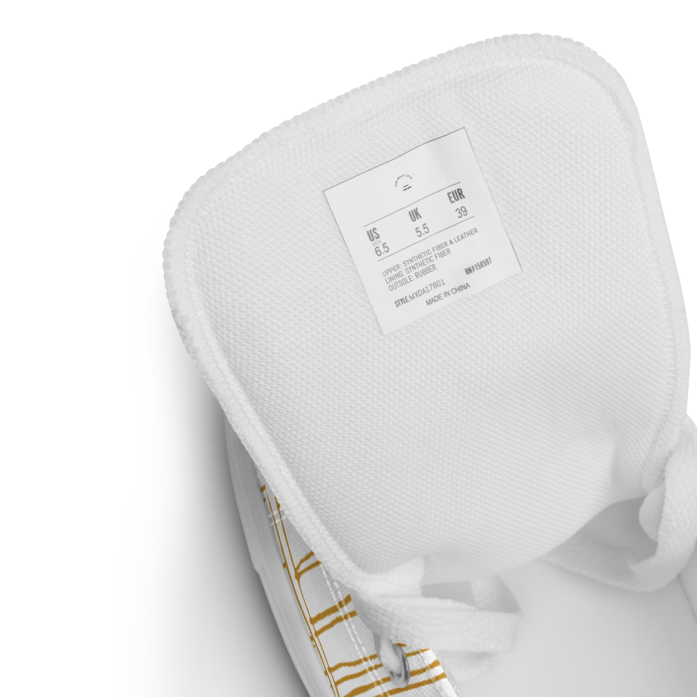 Zapatillas altas de lona para hombre | Diseño Last Ninja (franja amarilla) | Funwearcode