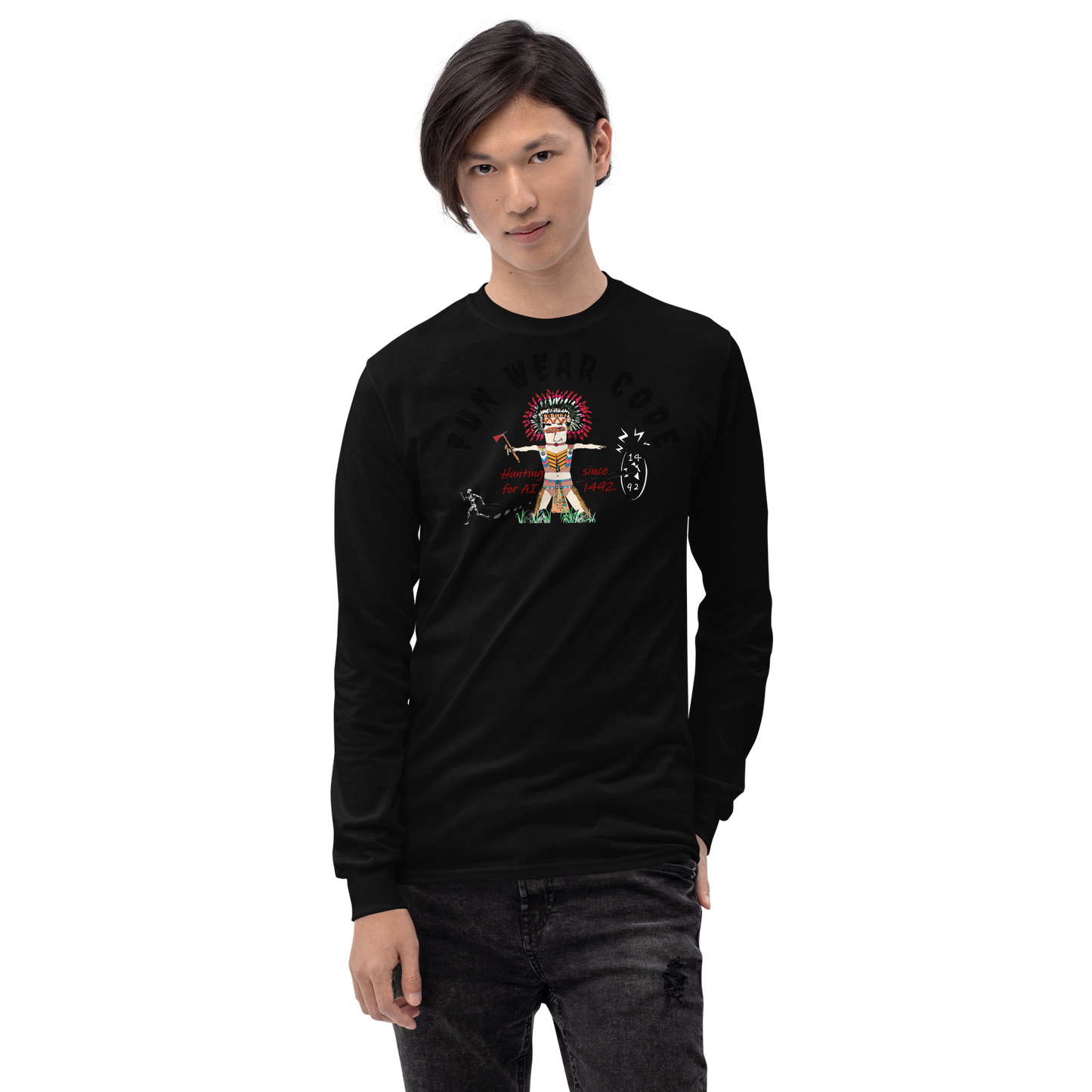 Sudadera acogedora de manga larga – Edición especial con estampado indio americano | FunWearCode