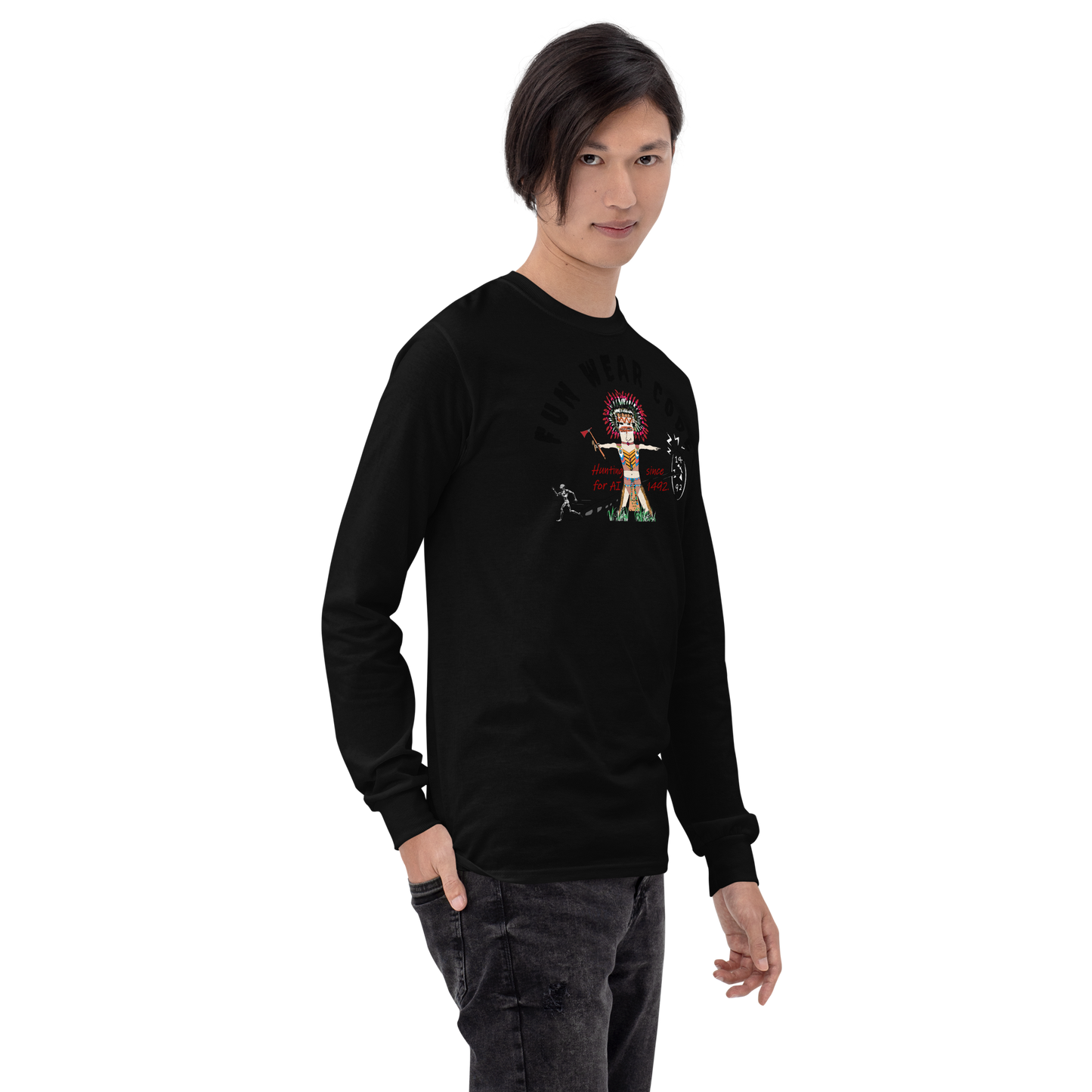 Sudadera acogedora de manga larga – Edición especial con estampado indio americano | FunWearCode