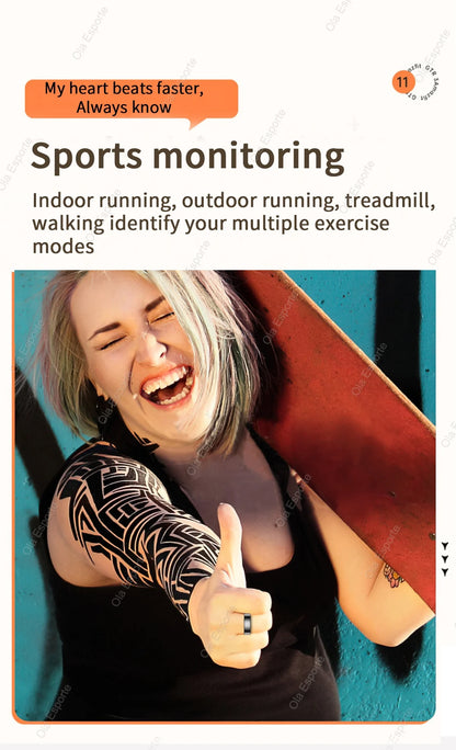 Anillo inteligente unisex resistente al agua: monitoriza la frecuencia cardíaca, la presión arterial, el sueño y la actividad | Selección de FunWearCode