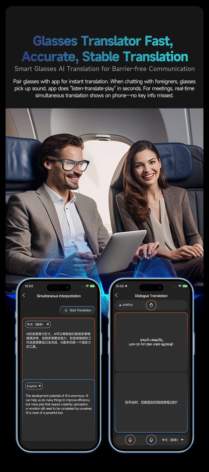 Lunettes intelligentes améliorées unisexe – Caméra, vidéo, interaction IA, traduction, appel Bluetooth | Sélection FunWearCode