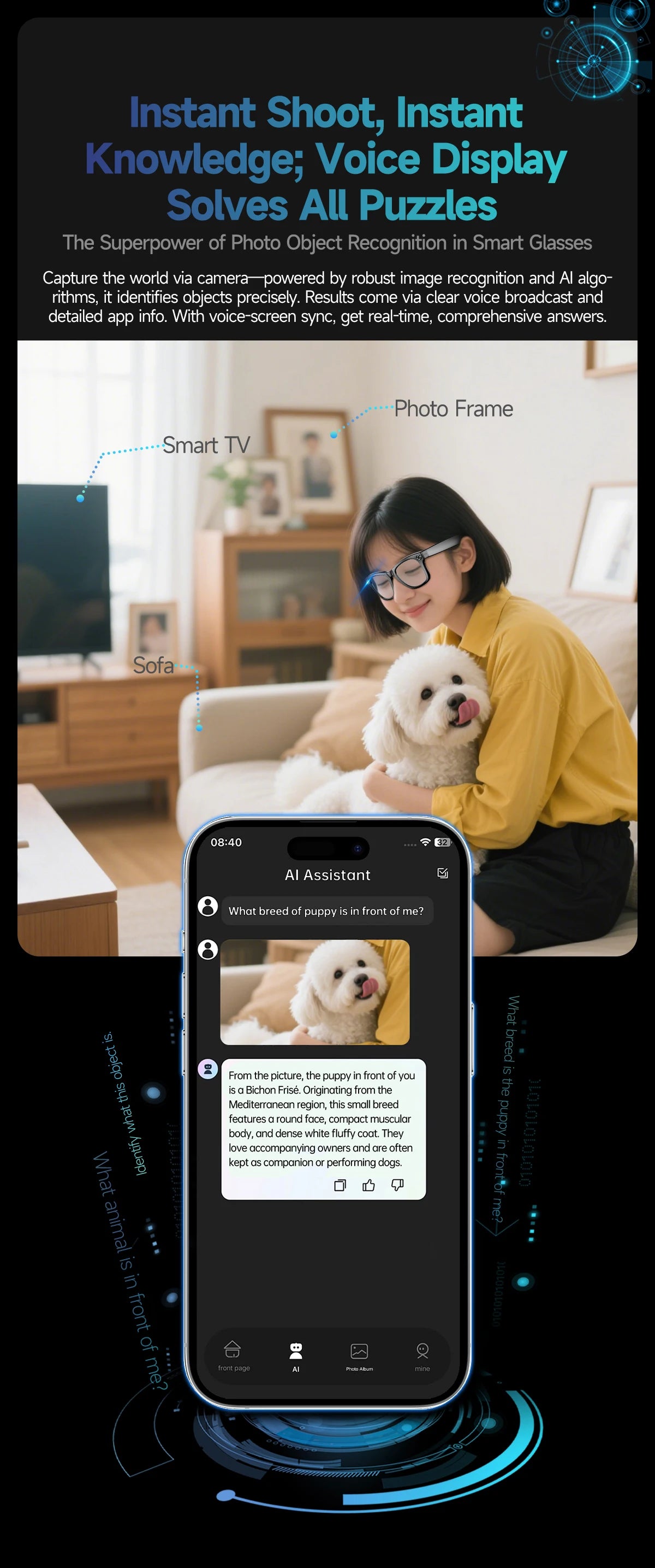 Lunettes intelligentes améliorées unisexe – Caméra, vidéo, interaction IA, traduction, appel Bluetooth | Sélection FunWearCode