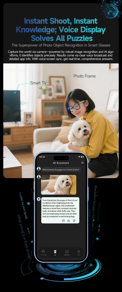 Lunettes intelligentes améliorées unisexe – Caméra, vidéo, interaction IA, traduction, appel Bluetooth | Sélection FunWearCode