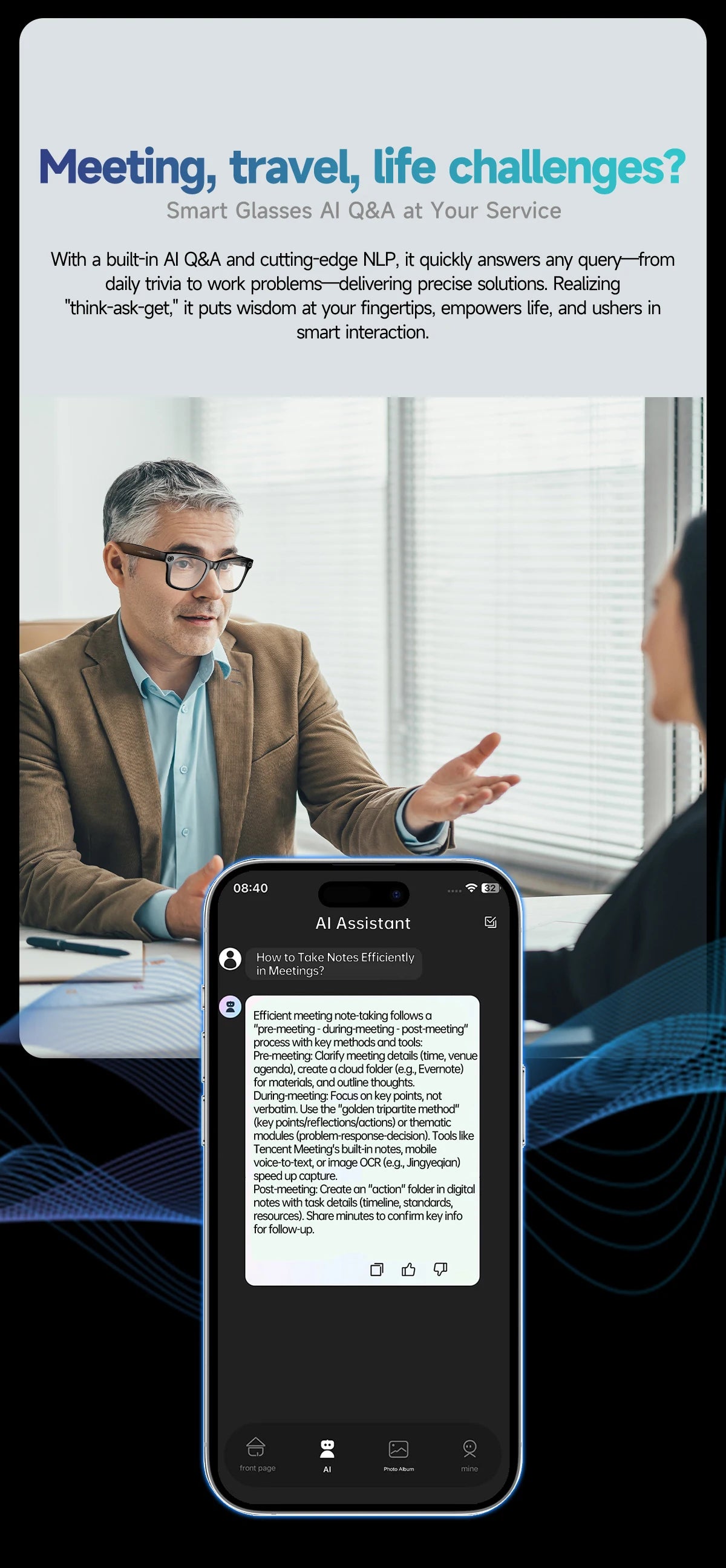 Lunettes intelligentes améliorées unisexe – Caméra, vidéo, interaction IA, traduction, appel Bluetooth | Sélection FunWearCode