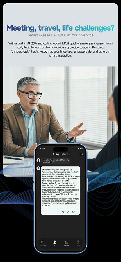 Lunettes intelligentes améliorées unisexe – Caméra, vidéo, interaction IA, traduction, appel Bluetooth | Sélection FunWearCode