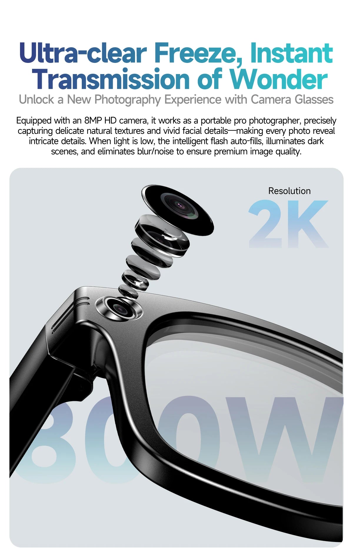 Lunettes intelligentes améliorées unisexe – Caméra, vidéo, interaction IA, traduction, appel Bluetooth | Sélection FunWearCode