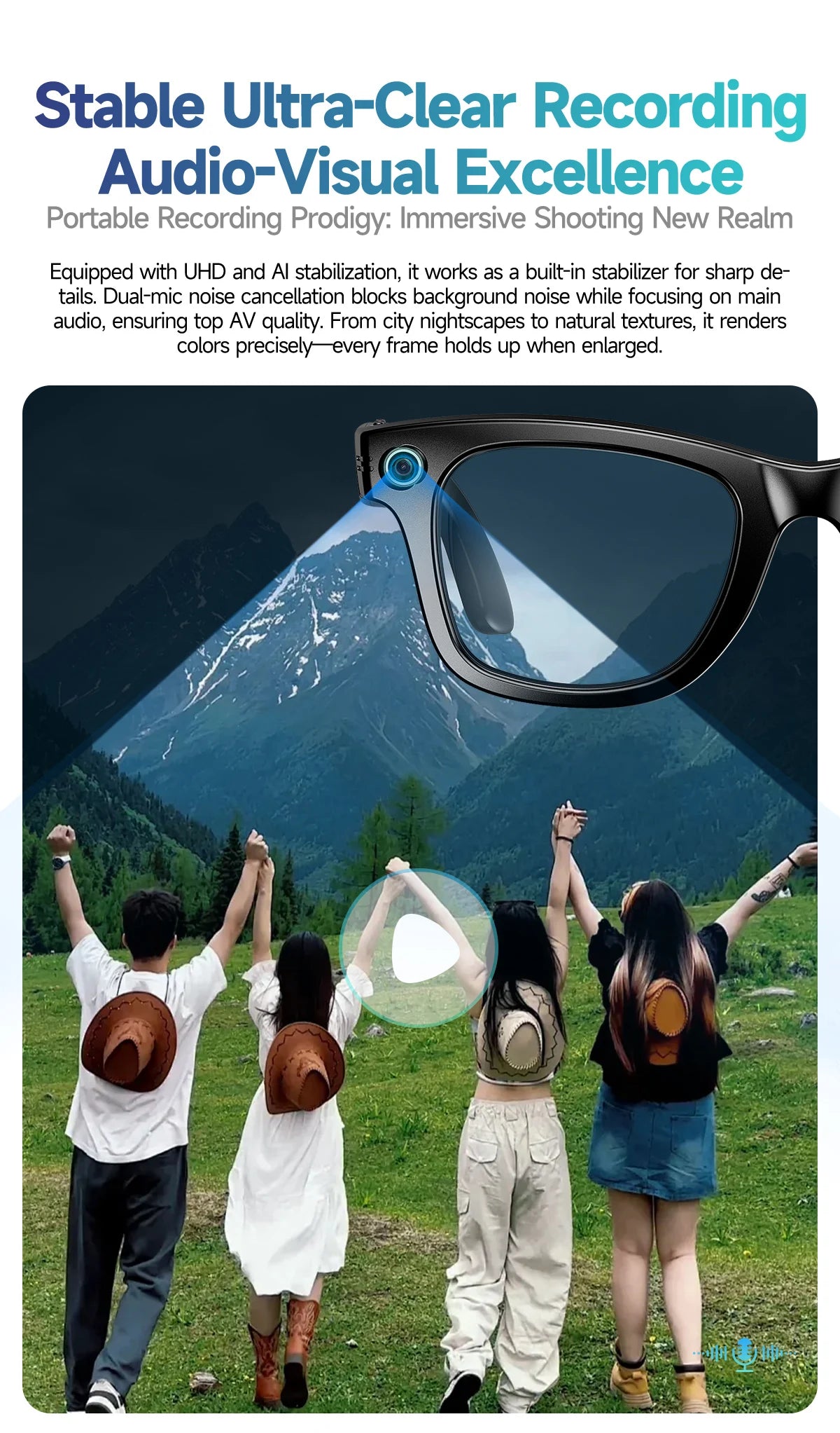 Lunettes intelligentes améliorées unisexe – Caméra, vidéo, interaction IA, traduction, appel Bluetooth | Sélection FunWearCode