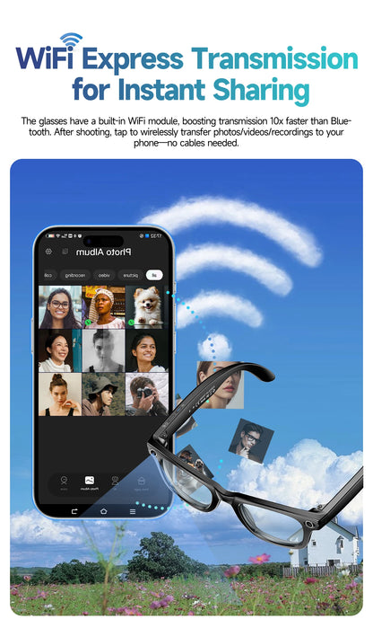 Lunettes intelligentes améliorées unisexe – Caméra, vidéo, interaction IA, traduction, appel Bluetooth | Sélection FunWearCode