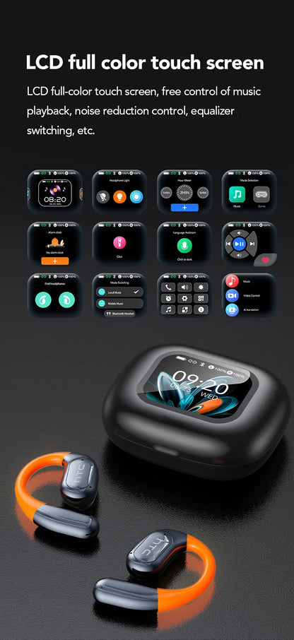 Écouteurs sans fil sport traducteur AI – Écran tactile LCD avec crochet lumineux | Sélection FunWearCode