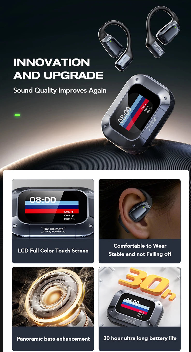 Auriculares deportivos inalámbricos con traductor de IA - Auriculares Bluetooth con pantalla táctil LCD y micrófono HD | Selección de FunWearCode 