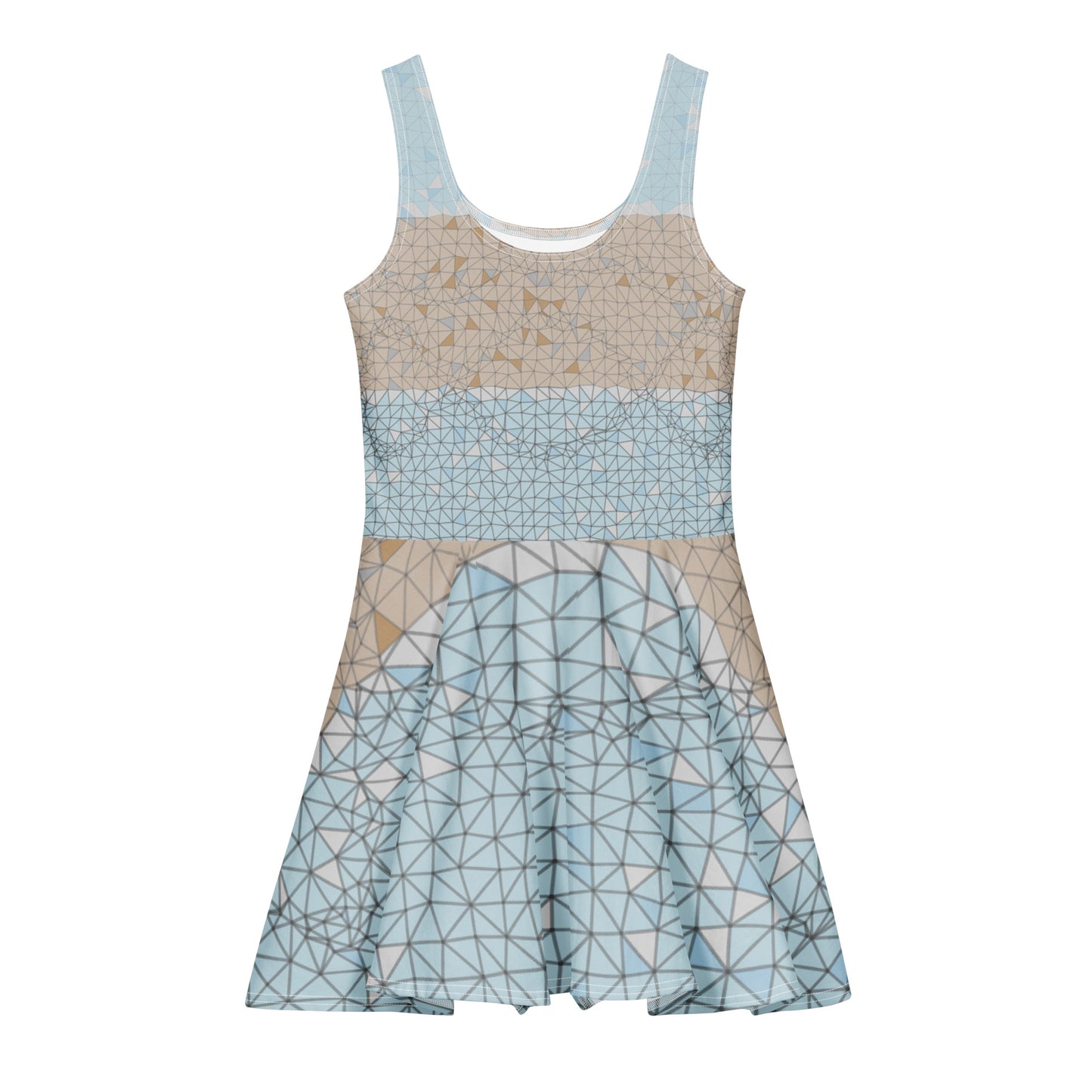 Dress with geometric pattern on a white background
