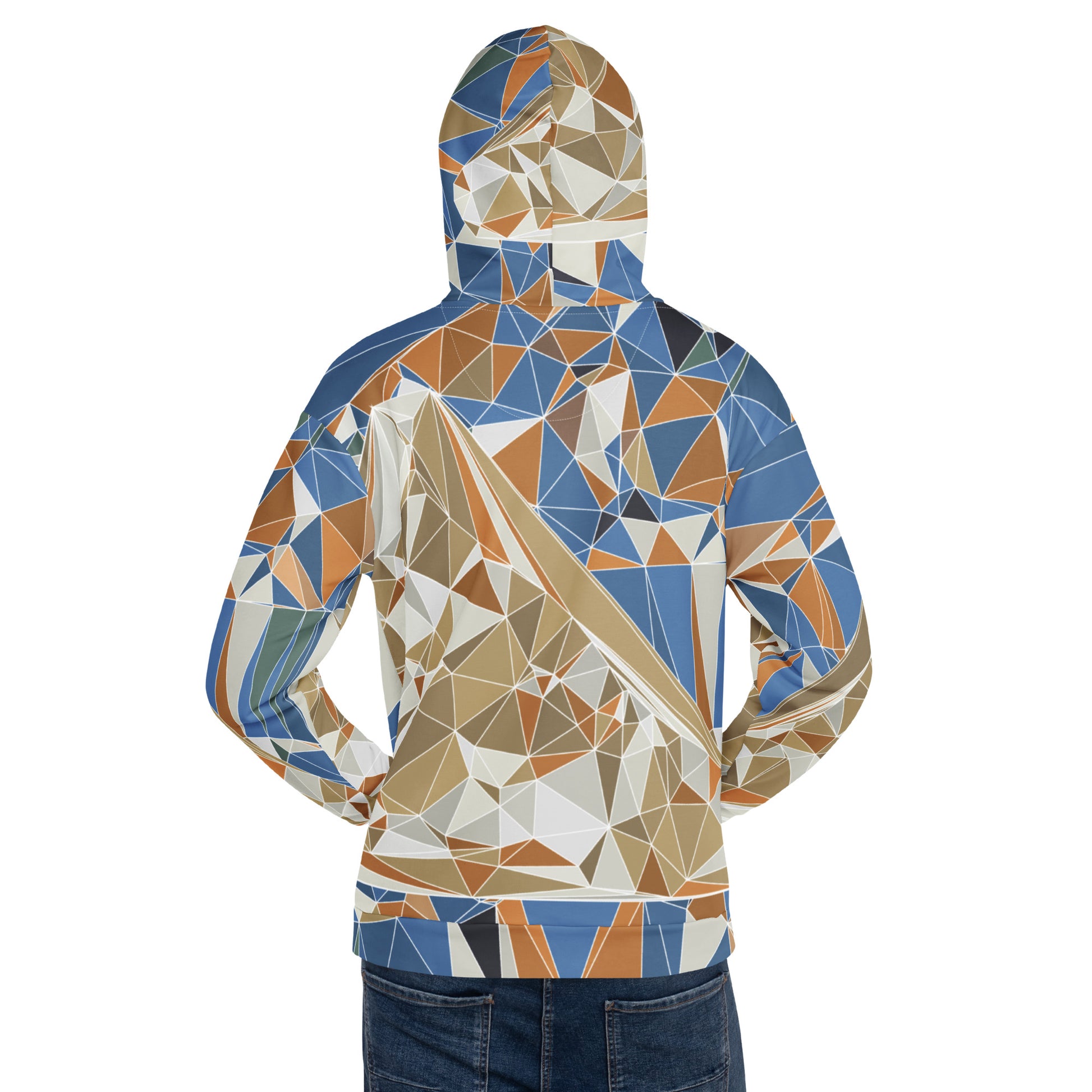 Hoodie with geometric pattern on a white background