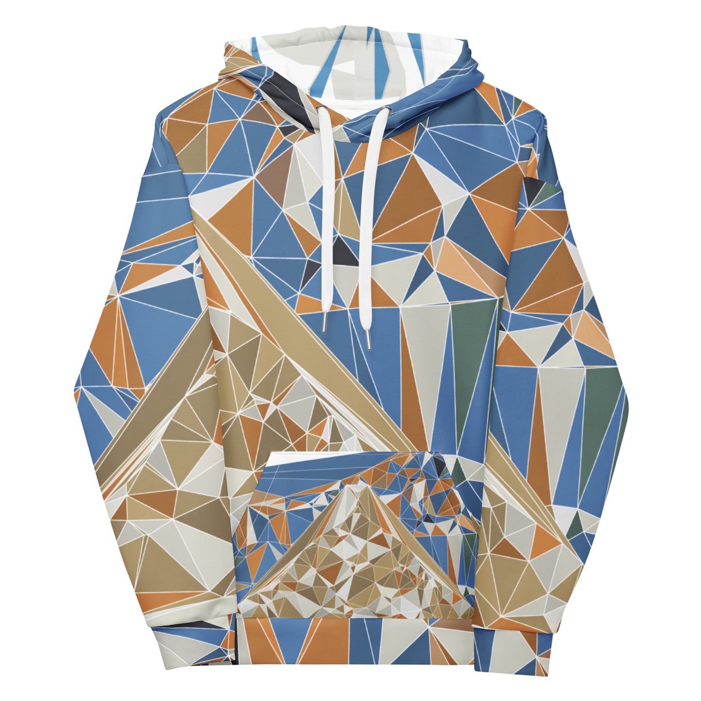 Unisex All-Over Print Recycled Hoodie - Polygonal Geometric Mount Fuji Design | FunWearCode