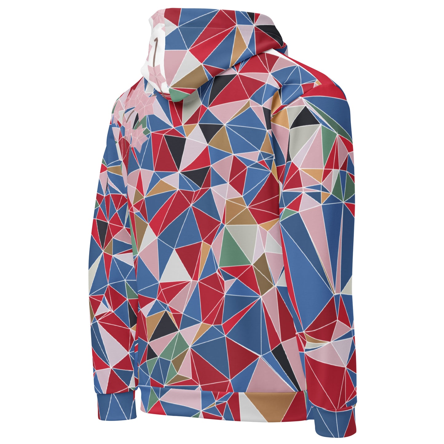 Sudadera Unisex Reciclada con Estampado Completo - Diseño Geométrico Poligonal Sakura | FunWearCode