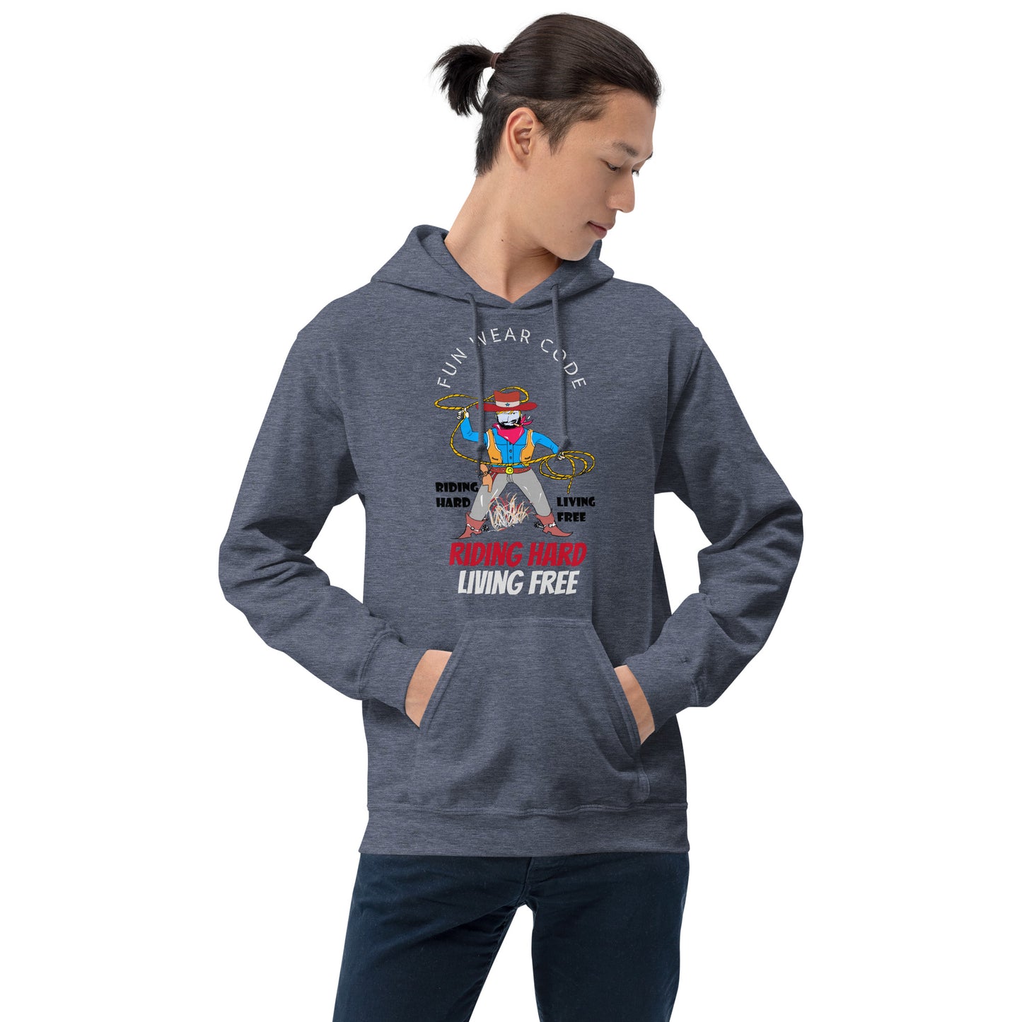 Unisex Cowboy Graphic Hoodie – Vintage Western Style Design | FunWearCode