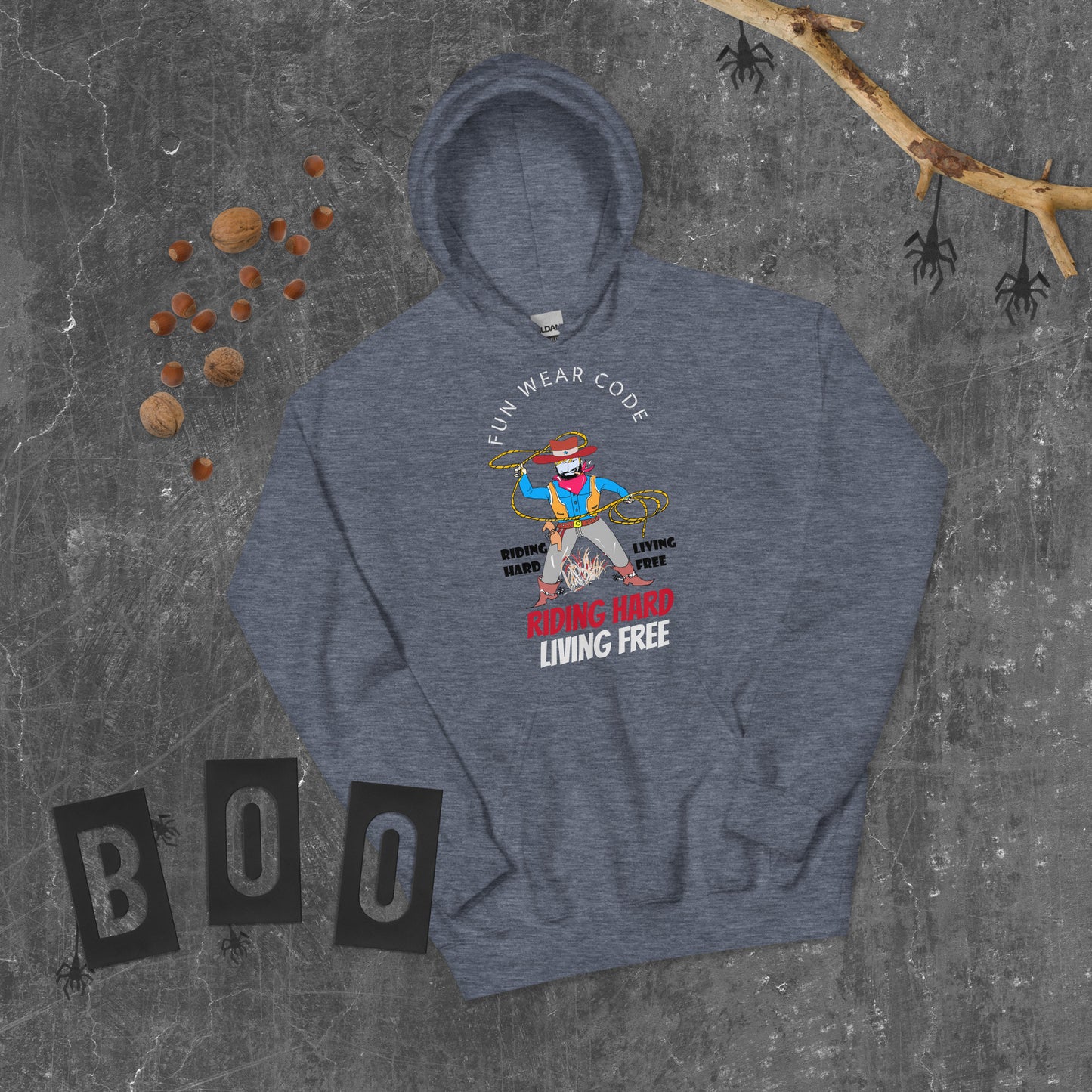 Unisex Cowboy Graphic Hoodie – Vintage Western Style Design | FunWearCode