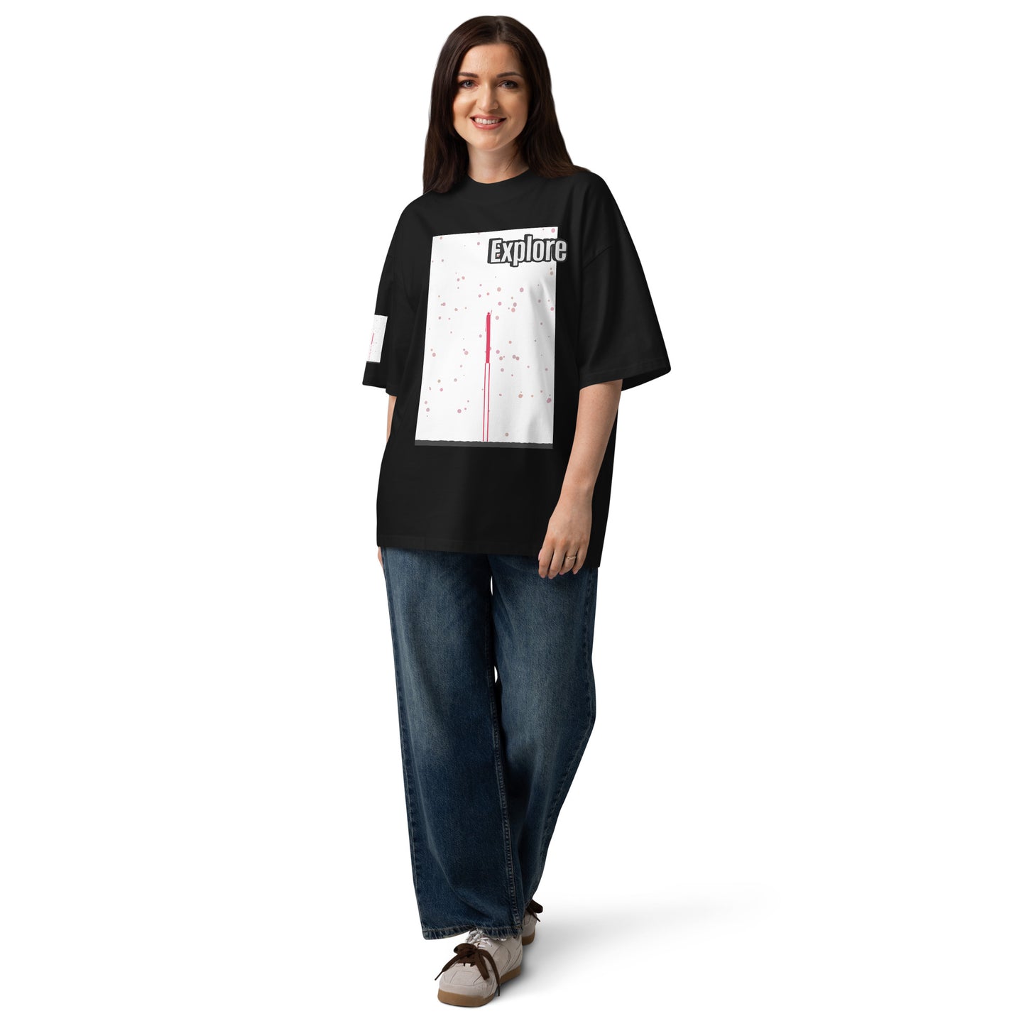 Camiseta orgánica extragrande de cuello alto unisex — Colección Human & Space 'Explore'