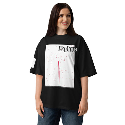 Camiseta orgánica extragrande de cuello alto unisex — Colección Human & Space 'Explore'