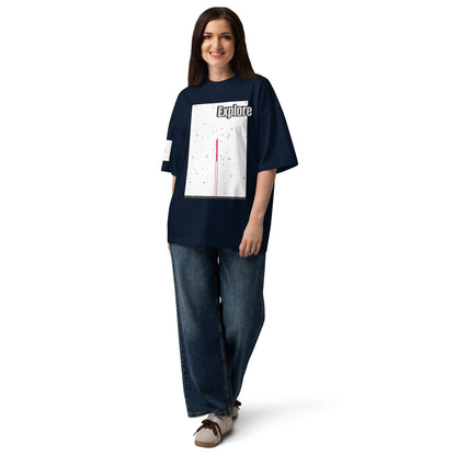 Camiseta orgánica extragrande de cuello alto unisex — Colección Human & Space 'Explore'