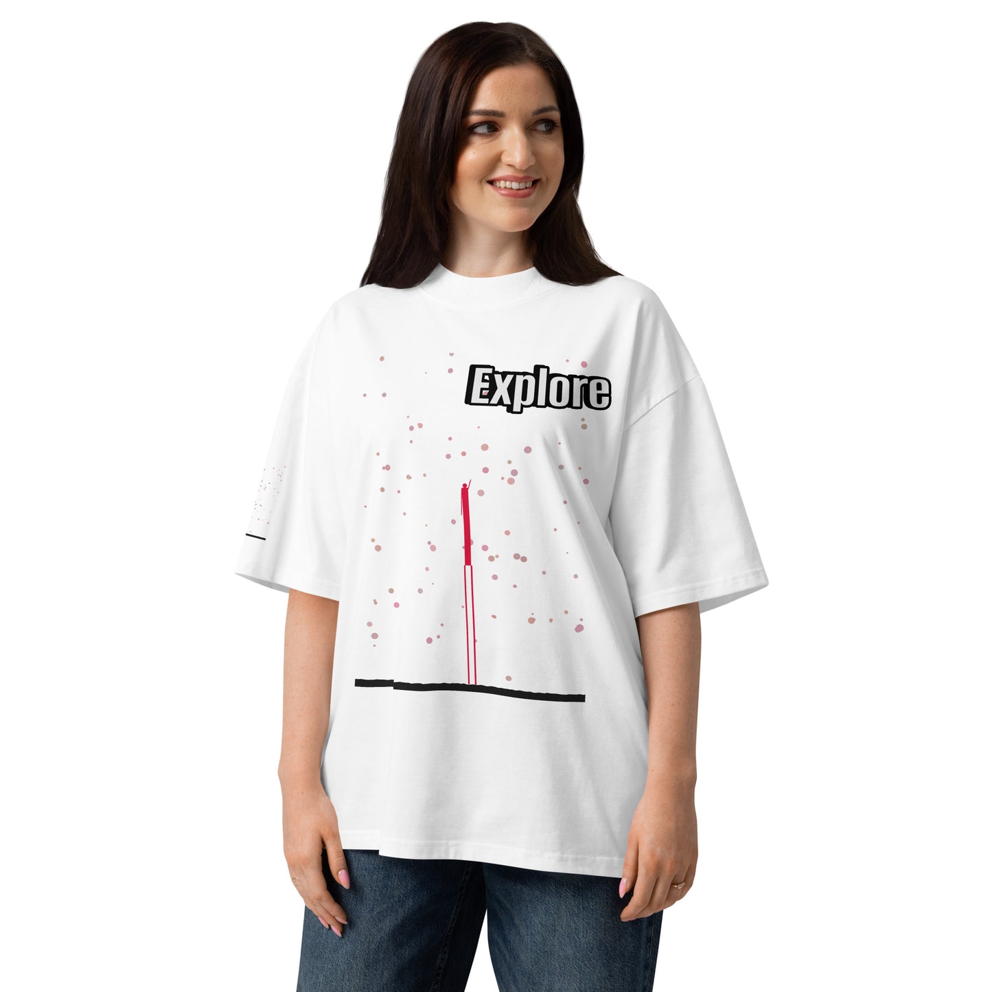 Camiseta orgánica extragrande de cuello alto unisex — Colección Human & Space 'Explore'