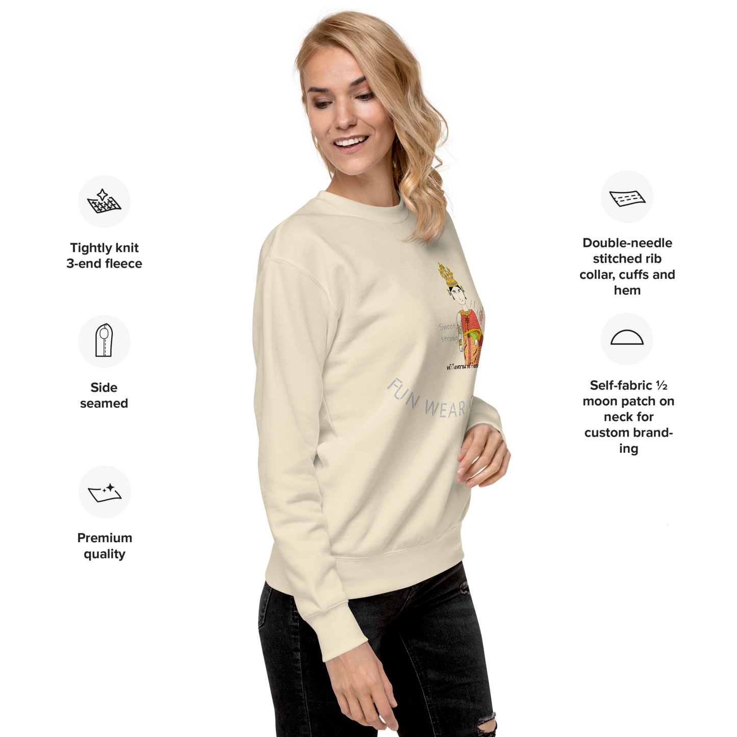 Premium Long Sleeve T-Shirt - Playful Thai Woman Graphic Tee | FunWearCode
