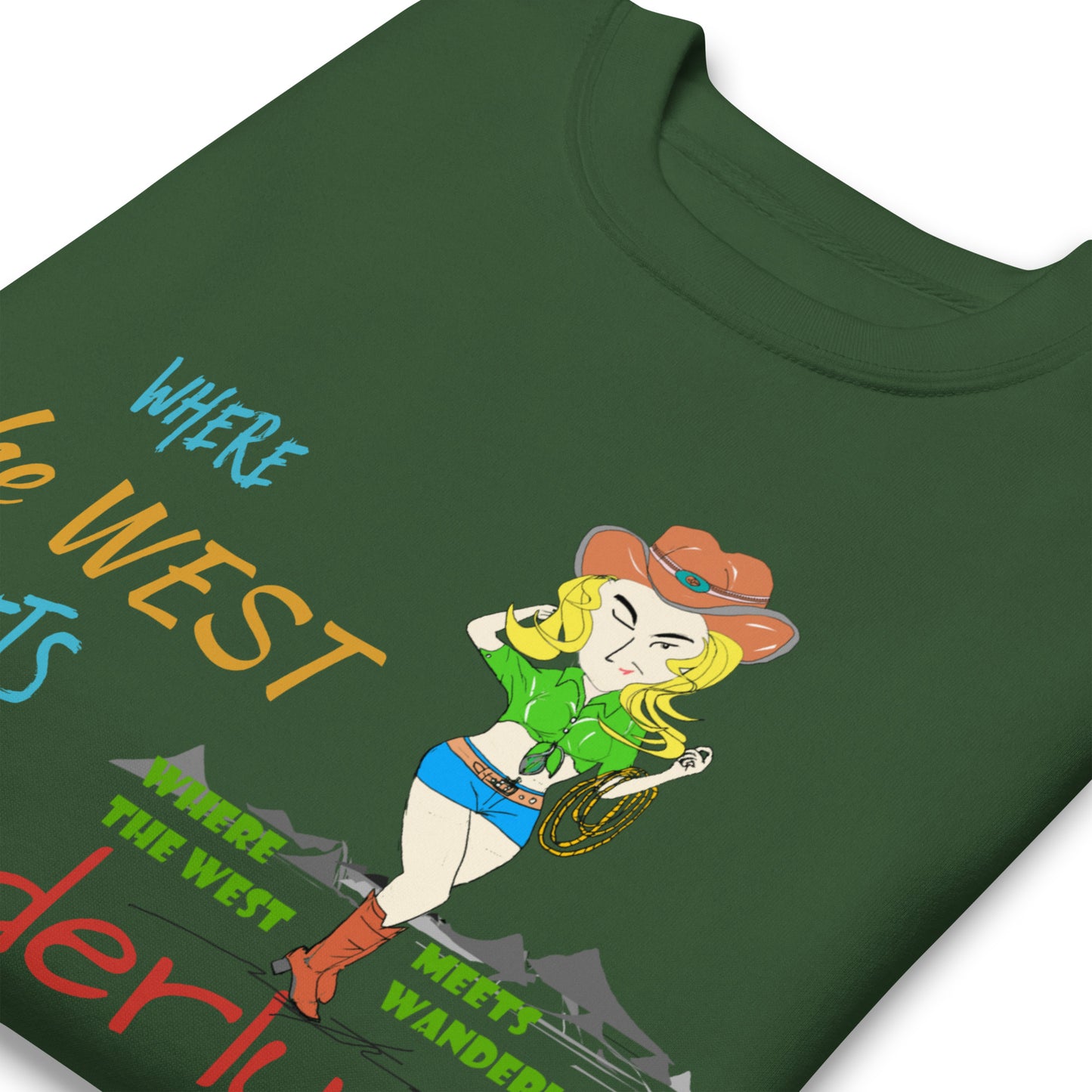 Premium Cozy Long Sleeve T-shirt – Classic Cowgirl Graphic Sweatshirt | FunWearCode