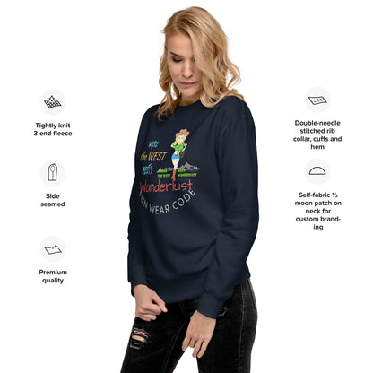 Premium Cozy Long Sleeve T-shirt – Classic Cowgirl Graphic Sweatshirt | FunWearCode