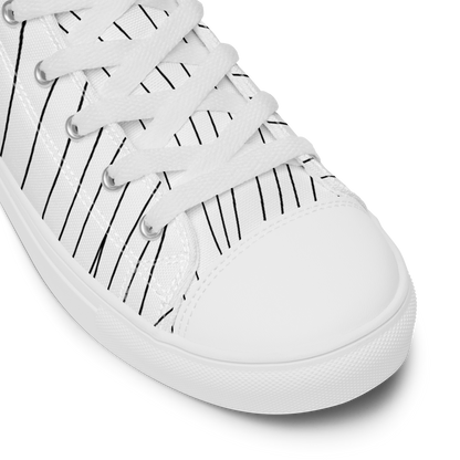 White black stripe sneaker with black line pattern on a white background